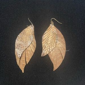Textured Luminescent “Feathered” Dangle Earrings